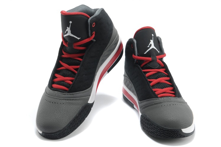 Jordan B`MO Black Grey Red White Shoes - Click Image to Close